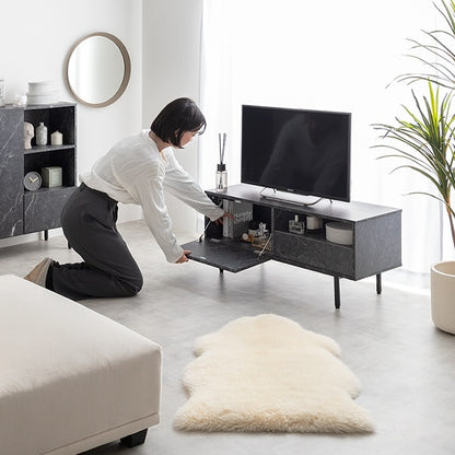 大理石柄 テレビボード 幅100cm ローボード 高級感 ノイズレス フラット