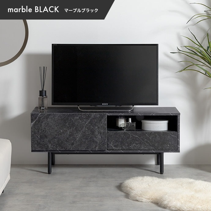 大理石柄 テレビボード 幅100cm ローボード 高級感 ノイズレス フラット