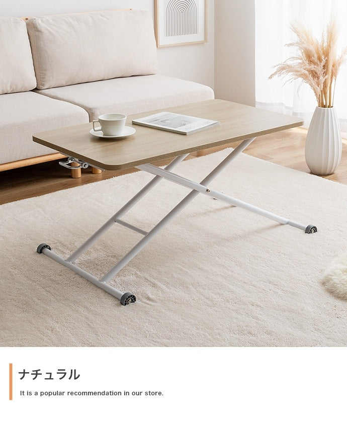 無段階 ガス圧昇降式テーブル 高さ10-71cm ローテーブル-ハイテーブル