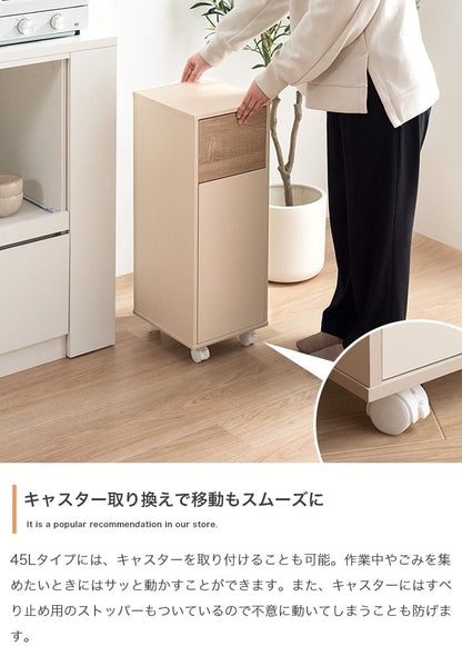 インテリアに馴染む ゴミ箱 45L キャスター取り付け可能 分別