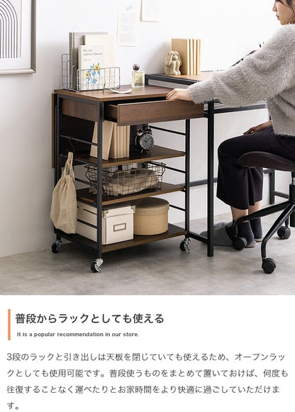 2way伸縮キッチンワゴン 幅36-69cm バタフライワゴン 引き出し 可動棚 ラック 棚 キャスター移動 サイドフック
