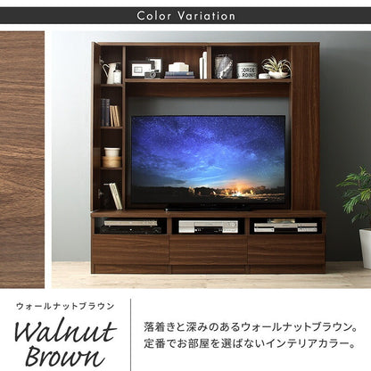 壁面テレビボード 木目 50インチまで推奨 コード隠し 大容量収納ラック 壁寄せ設置