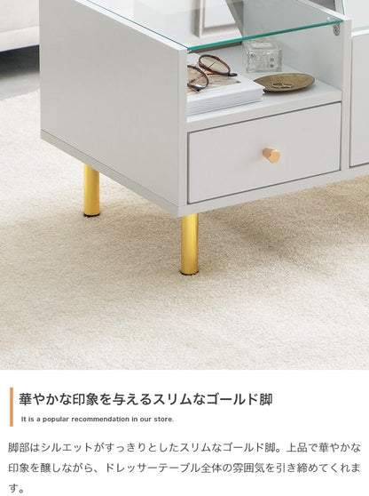 ドレッサーになる2wayローテーブル 幅86cm ロードレッサー 大理石柄 ディスプレイ収納 センターテーブル リビングテーブル