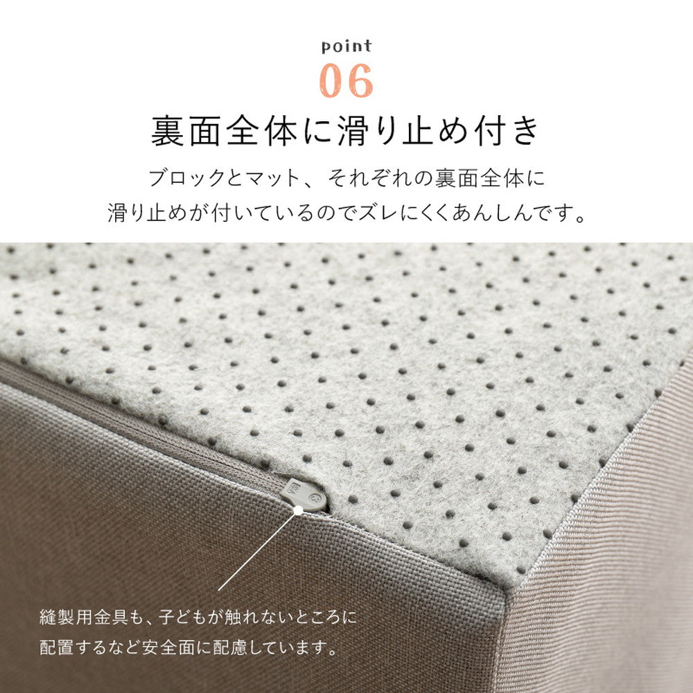 キッズコーナー 5点セット 完成サイズ120x120cm 高さ24cm （ブロック4 + マット） 安全素材 ファブリック生地