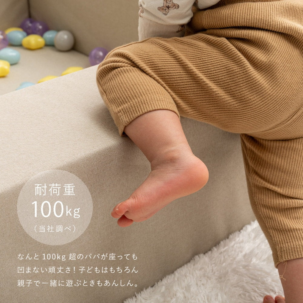 キッズコーナー 5点セット 完成サイズ120x120cm 高さ24cm （ブロック4 + マット） 安全素材 ファブリック生地