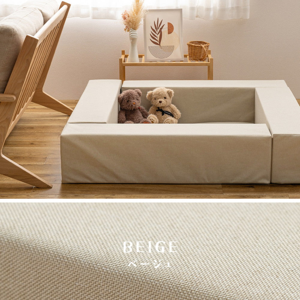 キッズコーナー 5点セット 完成サイズ120x120cm 高さ24cm （ブロック4 + マット） 安全素材 ファブリック生地