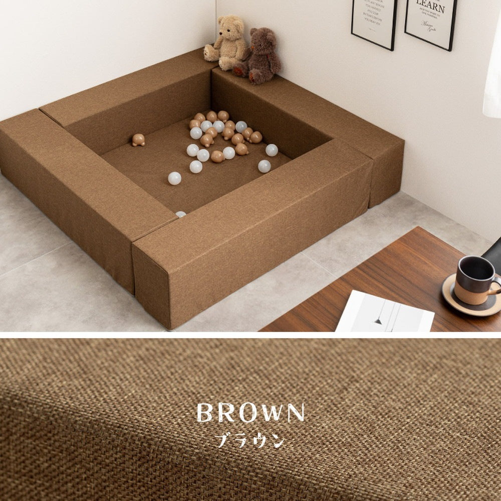 キッズコーナー 5点セット 完成サイズ120x120cm 高さ24cm （ブロック4 + マット） 安全素材 ファブリック生地