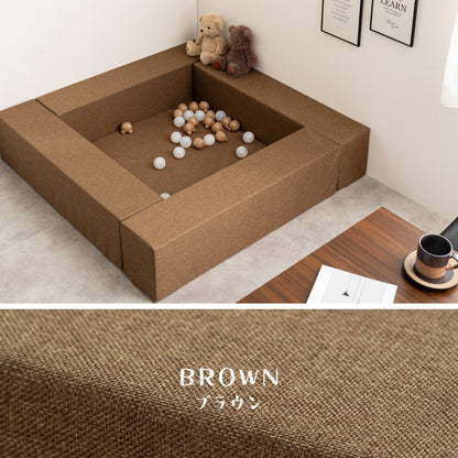 キッズコーナー 5点セット 完成サイズ120x120cm 高さ24cm （ブロック4 + マット） 安全素材 ファブリック生地