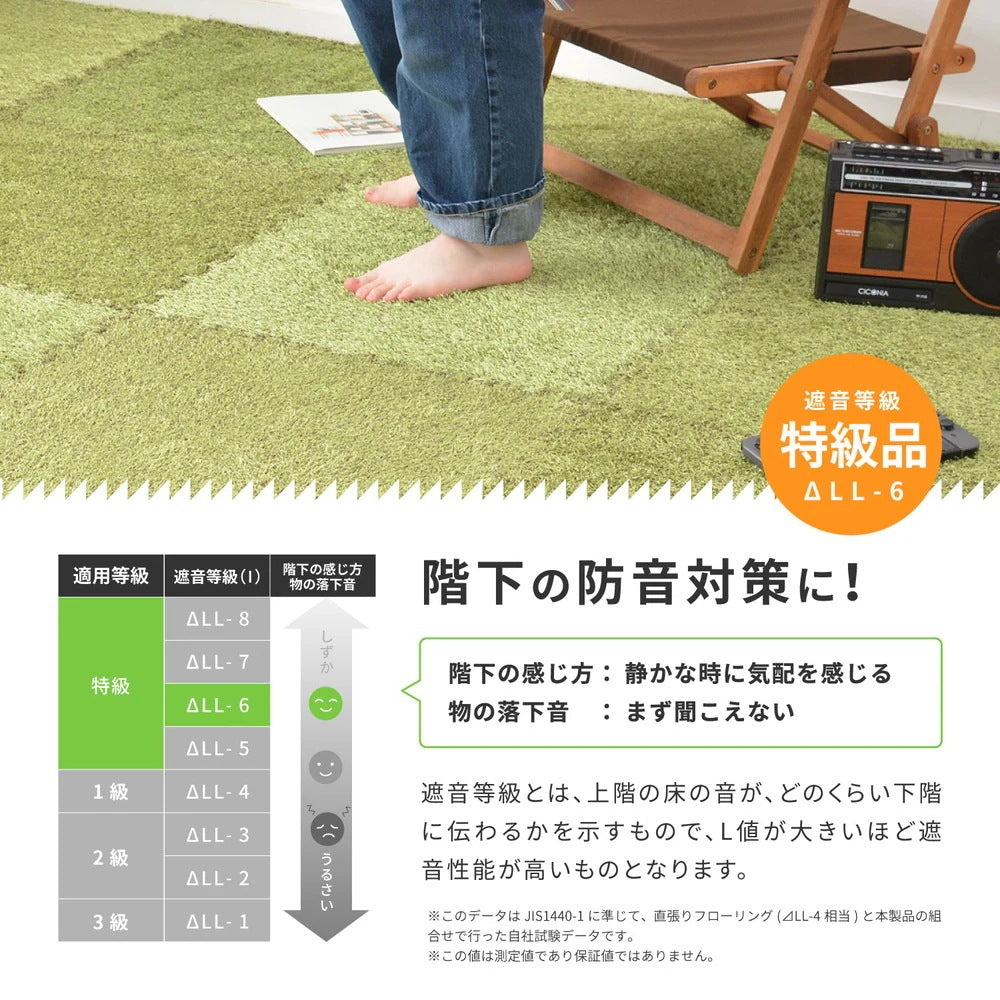 自宅でアウトドア 芝生風 ジョイントマット 大判 60x60cm 18枚セット 柔らか素材 フリーカット可能 8mm厚