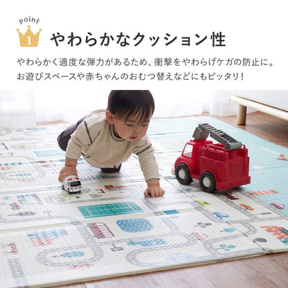 プレイマット 148x196cm リバーシブル 柄2種類 折りたたみ 収納袋付き 厚み約10mm 安全 防音 撥水