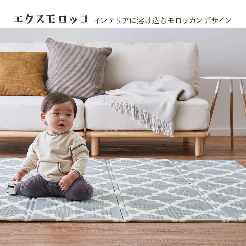 プレイマット 148x196cm リバーシブル 柄2種類 折りたたみ 収納袋付き 厚み約10mm 安全 防音 撥水