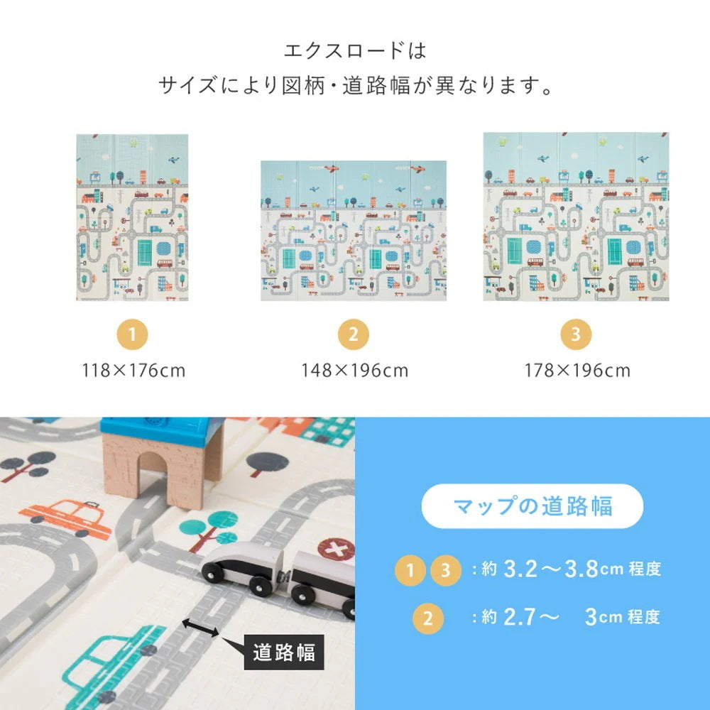 プレイマット 148x196cm リバーシブル 柄2種類 折りたたみ 収納袋付き 厚み約10mm 安全 防音 撥水