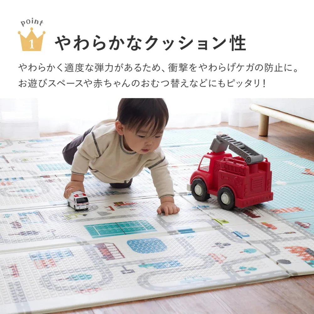 プレイマット 118x176cm リバーシブル 柄2種類 折りたたみ 収納袋付き 厚み約10mm 安全 防音 撥水