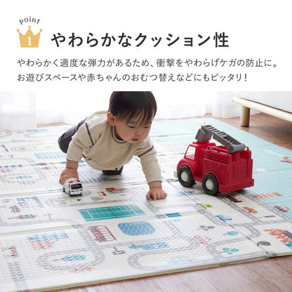 プレイマット 118x176cm リバーシブル 柄2種類 折りたたみ 収納袋付き 厚み約10mm 安全 防音 撥水