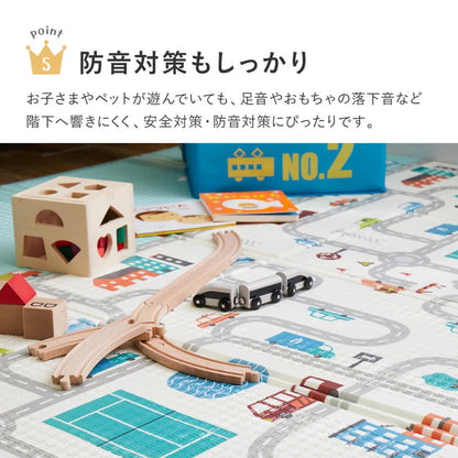 プレイマット 118x176cm リバーシブル 柄2種類 折りたたみ 収納袋付き 厚み約10mm 安全 防音 撥水