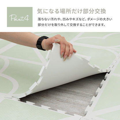 ジョイントマット 大判 9枚セット（1枚60x60cm 厚み12mm） レトロデザイン 防音 撥水性 サイドパーツ付き フリーカット可能