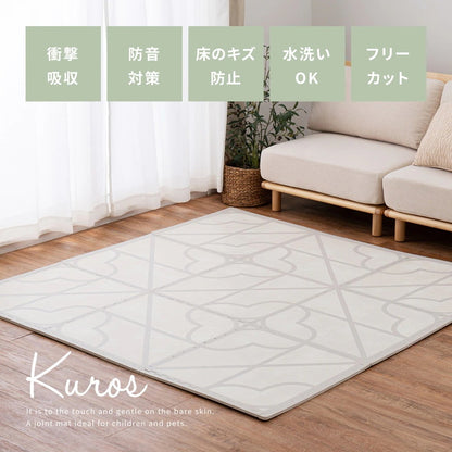 ジョイントマット 大判 18枚セット（1枚60x60cm 厚み12mm） レトロデザイン 防音 撥水性 サイドパーツ付き フリーカット可能
