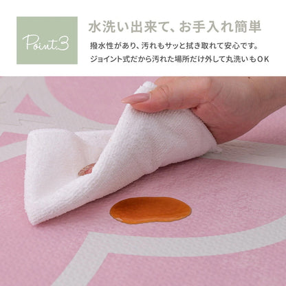 ジョイントマット 大判 18枚セット（1枚60x60cm 厚み12mm） レトロデザイン 防音 撥水性 サイドパーツ付き フリーカット可能