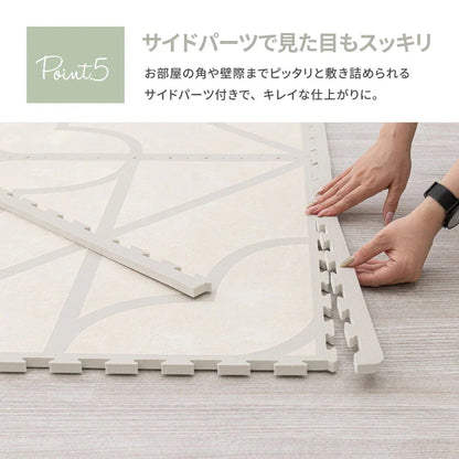 ジョイントマット 大判 36枚セット（1枚60x60cm 厚み12mm） レトロデザイン 防音 撥水性 サイドパーツ付き フリーカット可能