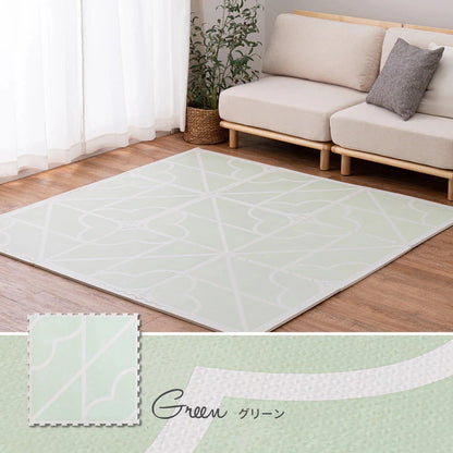 ジョイントマット 大判 27枚セット（1枚60x60cm 厚み12mm） レトロデザイン 防音 撥水性 サイドパーツ付き フリーカット可能