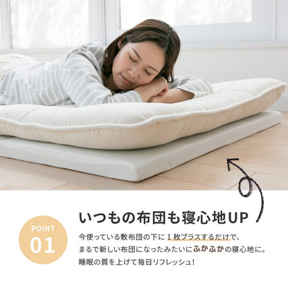 折りたたみ 簡易マットレス 小さめシングルサイズ 91x192cm 厚さ4mm お試し用 マットレストッパー 来客用として 日本製