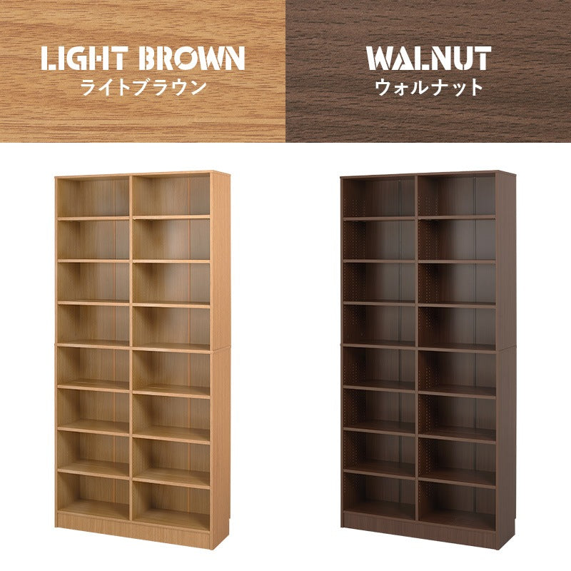 本棚 コミックラック 前後2列で収納可能 カスタム可動棚 ブックシェルフ 幅90cm 高さ188cm 転倒防止プレート