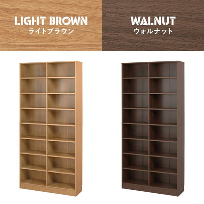本棚 コミックラック 前後2列で収納可能 カスタム可動棚 ブックシェルフ 幅90cm 高さ188cm 転倒防止プレート