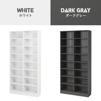 本棚 コミックラック 前後2列で収納可能 カスタム可動棚 ブックシェルフ 幅90cm 高さ188cm 転倒防止プレート