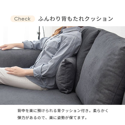 ごろ寝ソファ ゆったり座面 2人掛け 背クッション 幅170cm 脚取り外し ローソファ