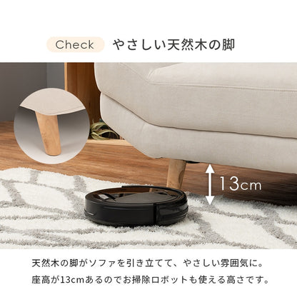 ごろ寝ソファ ゆったり座面 2人掛け 背クッション 幅170cm 脚取り外し ローソファ