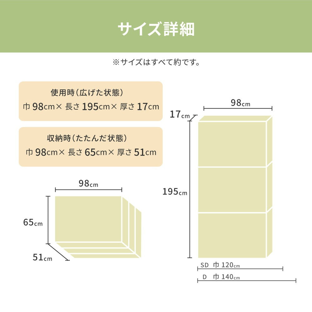 極厚 折りたたみ 高反発 シングルマットレス 厚さ約17cm かため