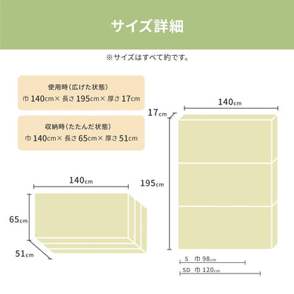 極厚 折りたたみ 高反発 ダブルマットレス 厚さ約17cm かため