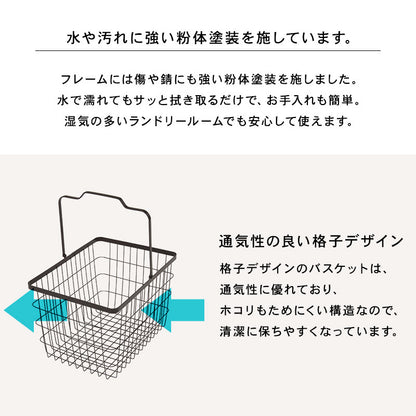 ランドリーワゴン 縦型で省スペース 洗濯かご 33x42x97cm バスケット取り外し可能 ランドリー収納ラック