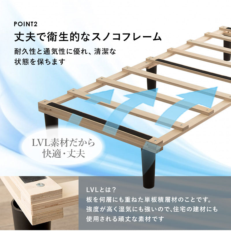 シングルベッド + マットレスセット すのこ 収納スペース 一体型 ボンネルコイルマットレス