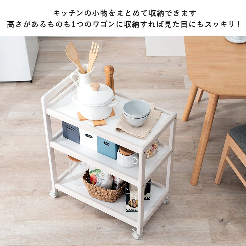 キッチンワゴン 天然木 トロリ 大容量収納 サブテーブル 棚 キャスター移動