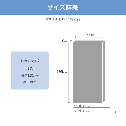 洗える 3Dウレタンマットレス 97x195cm シングル 快眠サポート かため