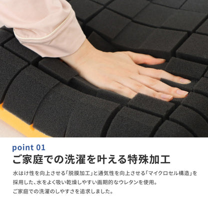 洗える 3Dウレタン枕 39x63x9cm 首に優しい 抗菌／抗ウイルス機能カバー付き 快眠 日本製