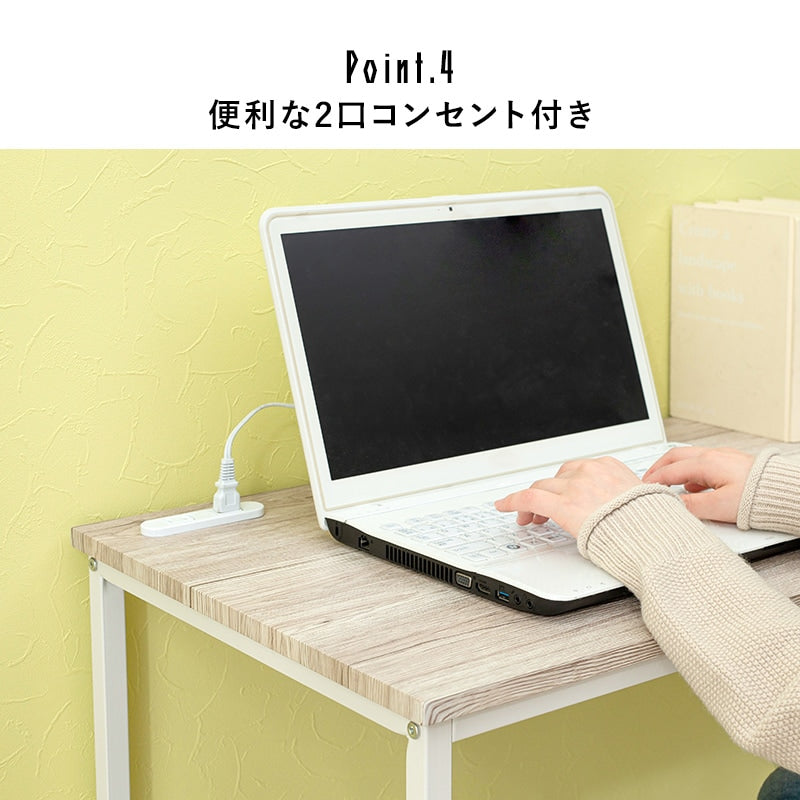 デスク + チェア 2点セット 80x45cm コンセント付き PCデスク 書斎机 椅子