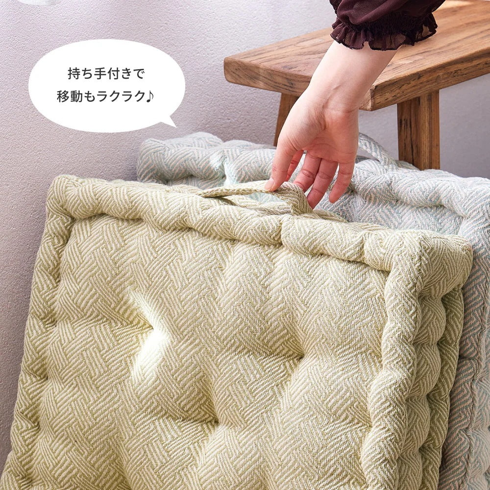 クッキークッション 42x42x10cm 天然インド綿100% ふんわり 持ち手つき オールシーズン ファブリック