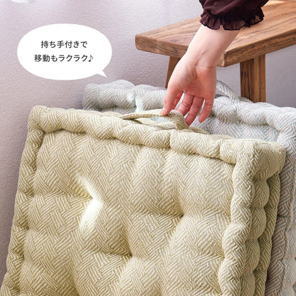 クッキークッション 42x42x10cm 天然インド綿100% ふんわり 持ち手つき オールシーズン ファブリック