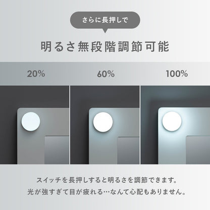 女優鏡 ドレッサー + スツールセット 3色LED 明るさ調整 コスメ収納 タッチスイッチ 丸鏡