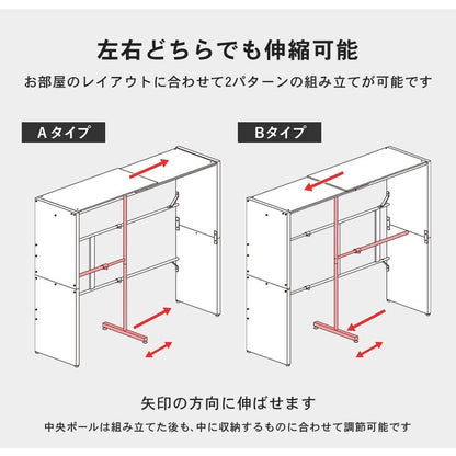 後付けクローゼット 伸縮118-195cm ハンガーラック 目隠しカーテン 大容量 ワードローブ