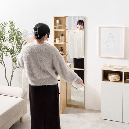全身鏡ドレッサー 幅52cm 高さ162cm コンセント付き リバーシブル引き出し