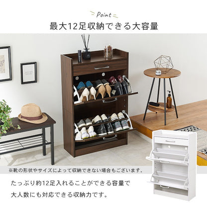 薄型シューズラック 2段タイプ 横揺れ防止 フリップ扉式 スリッパラック
