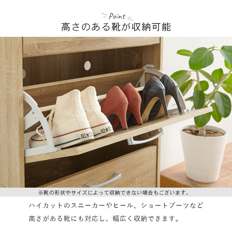 薄型シューズラック 2段タイプ 横揺れ防止 フリップ扉式 スリッパラック
