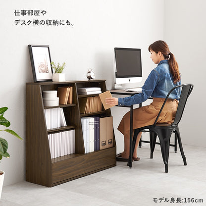 ロータイプ本棚 ブックラック 幅90cm 絵本棚 1cmピッチ微調整 ランドセルラック 子供部屋