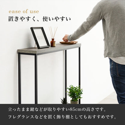 コンソールテーブル 奥行スリム18cm 薄型 コンクリート柄 アジャスター調整