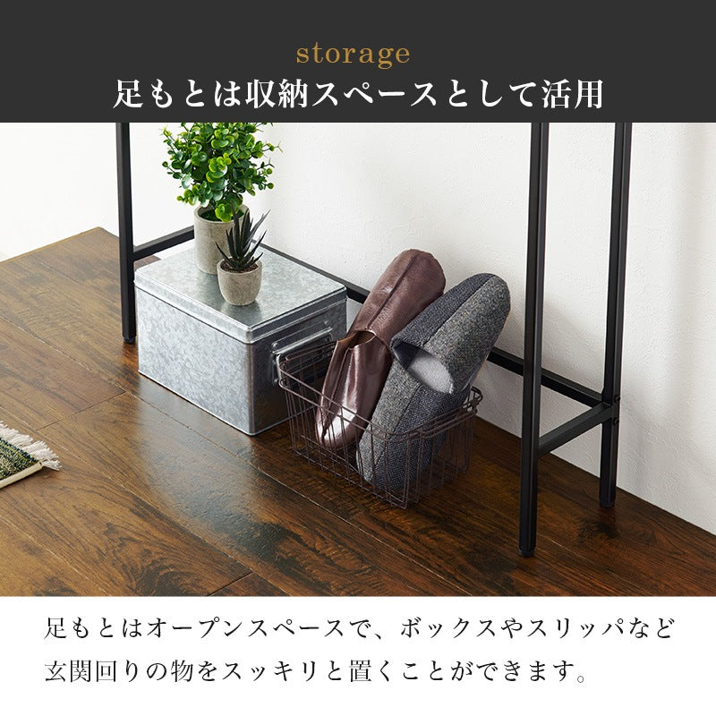 コンソールテーブル 奥行スリム18cm 薄型 コンクリート柄 アジャスター調整