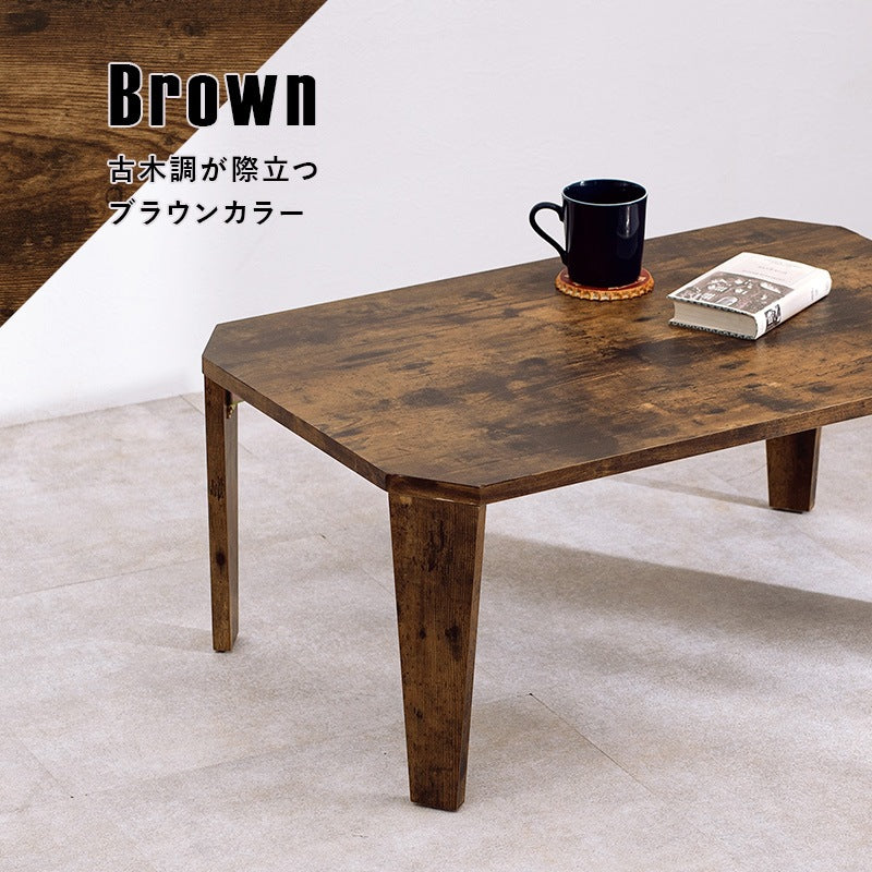 折れ脚テーブル 75x50cm かんたん折りたたみテーブル 八角形 ローテーブル
