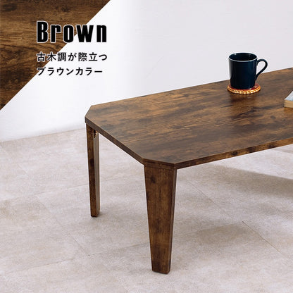 折れ脚テーブル 90x50cm かんたん折りたたみテーブル 八角形 ローテーブル